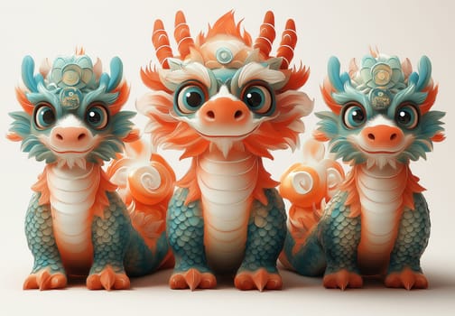 Cartoon Asian dragon symbol of the new year. Selective focus.