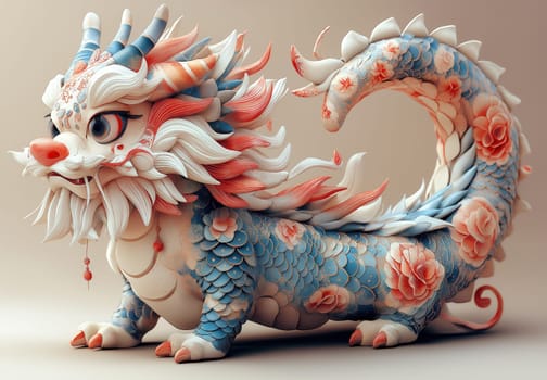 Cartoon Asian dragon symbol of the new year. Selective focus.