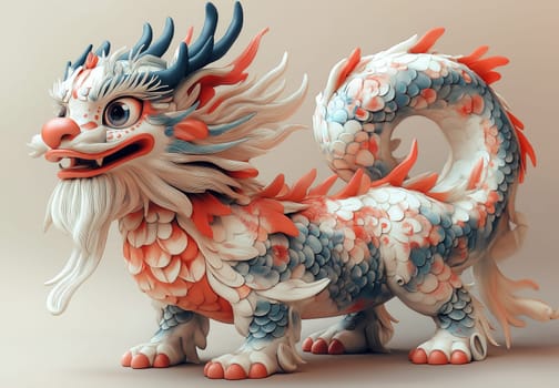 Cartoon Asian dragon symbol of the new year. Selective focus.