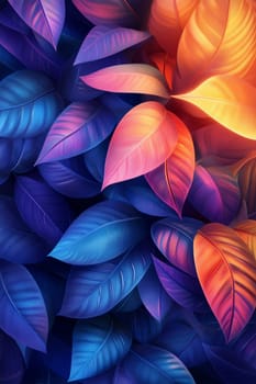 Brightly glowing plants with intricate leaf patterns, creating a mesmerizing and surreal display of nature and light.