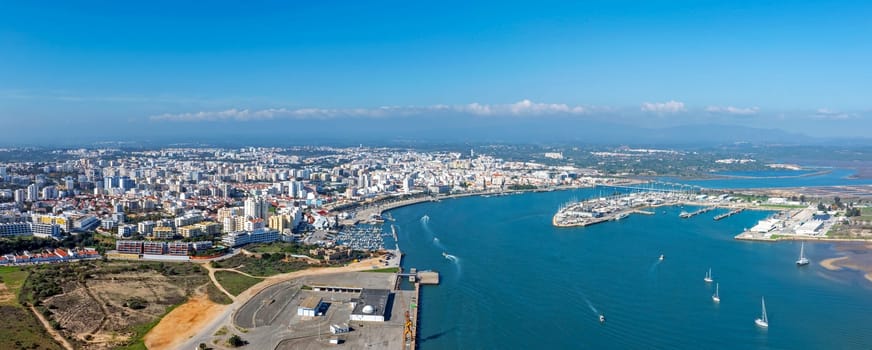 Aerial panorama from the city Portimao in the Algarve Portugal