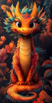 Cartoon Asian dragon symbol of the new year. Selective focus.