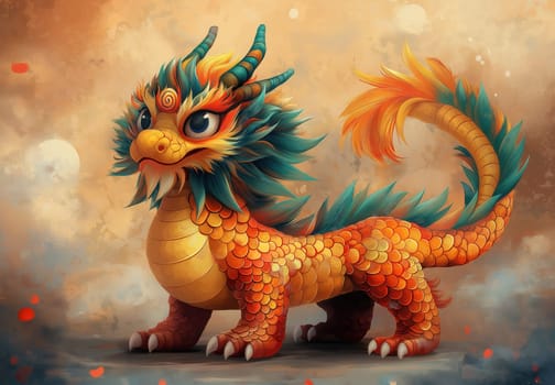 Cartoon Asian dragon symbol of the new year. Selective focus.