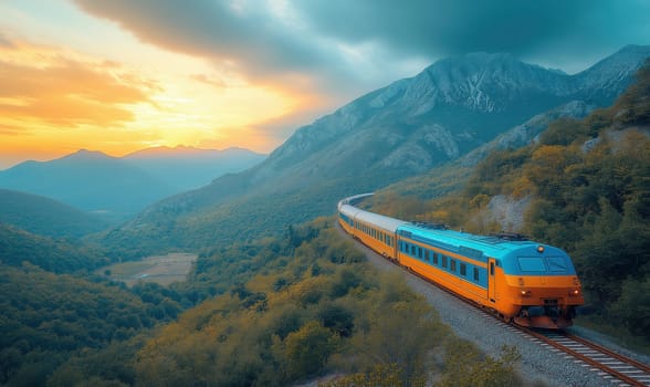 A train journey through the mountains. Selective focus.