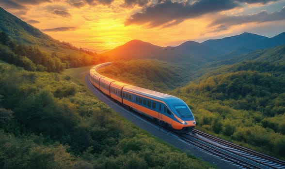 A train journey through the mountains. Selective focus.