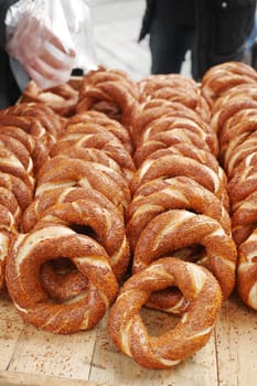 Turkish Bagel Simit selling in a van ,