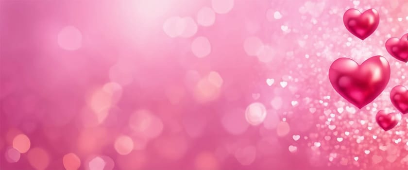 Beautiful Valentine's Day background with hearts - generative ai