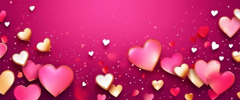 Beautiful Valentine's Day background with hearts - generative ai