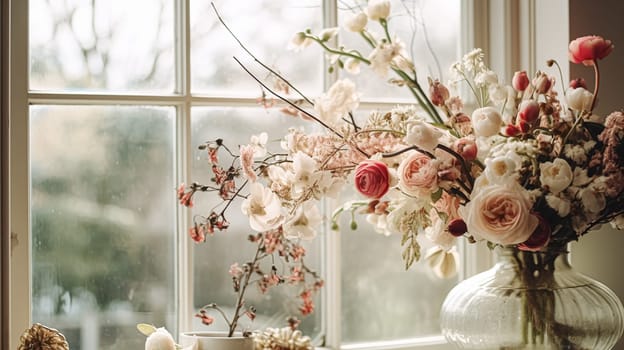 Beautiful bouquet of flowers in a vase. Floral arrangement