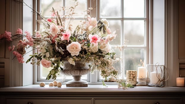 Beautiful bouquet of flowers in a vase. Floral arrangement
