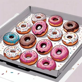 round donuts with colorful glaze, sweets dessert, holiday Hanukkah traditions cooking food white background. High quality photo