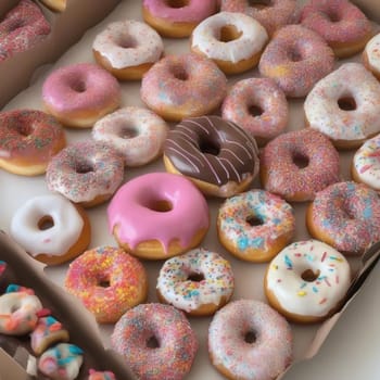 round donuts with colorful glaze, sweets dessert, holiday Hanukkah traditions cooking food white background. High quality photo