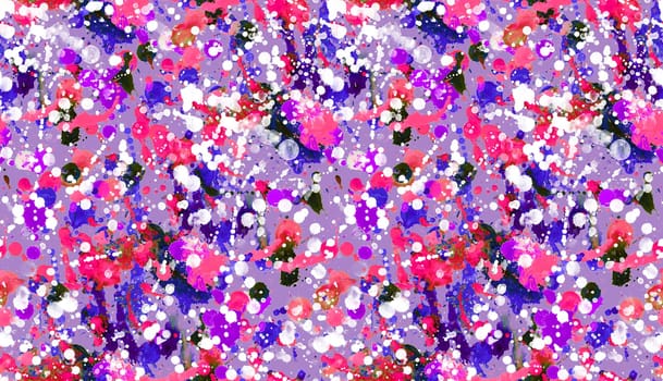 Seamless pattern with abstract creative blots and splashes painted with gouache for paint box design