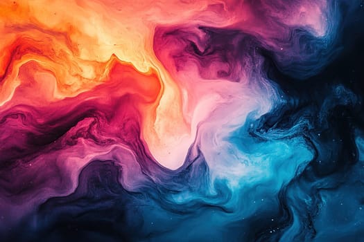 Abstract brush strokes in the form of waves with gradient from blue to pink. Watercolor painting patterns