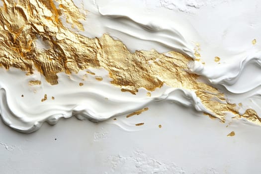 White background with streaks of pearlescent glaze with gold dusting
