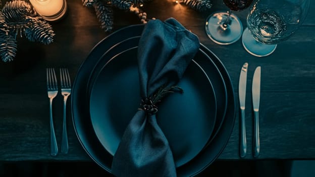 Christmas tablescape decoration, formal family dinner holiday celebration, luxury table setting decor, English country and home style idea