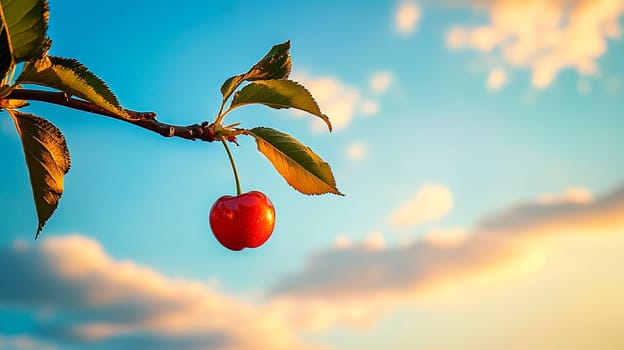 tree branch with cherry. Selective focus. Nature.