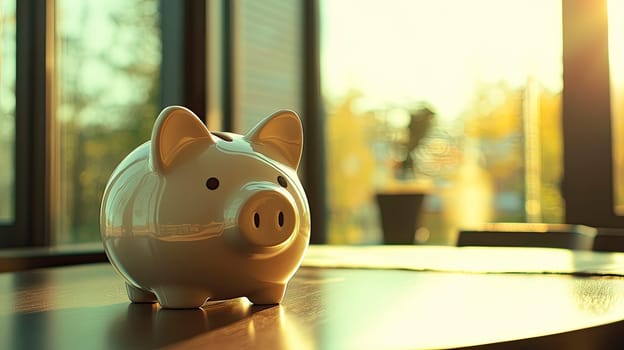 piggy bank near the window. Selective focus. Day.