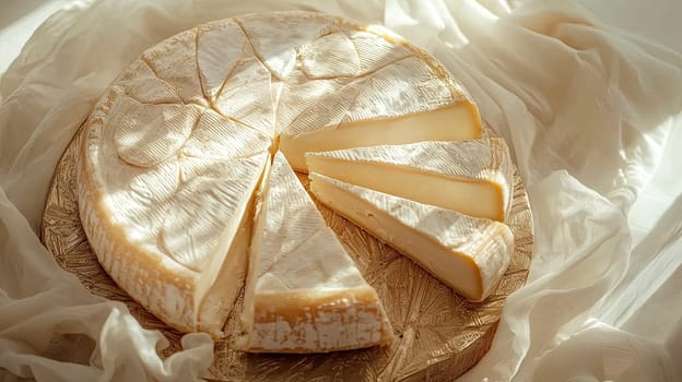 Beautiful slicing of different cheeses. Selective focus. Food.