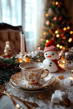marshmallow on christmas background. Selective focus. Food.