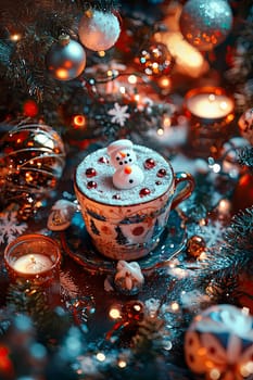 marshmallow on christmas background. Selective focus. Food.