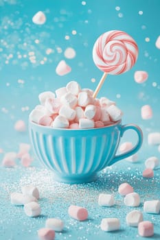 marshmallow on christmas background. Selective focus. Food.
