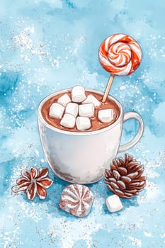 marshmallow on christmas background. Selective focus. Food.