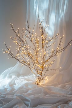 Christmas tree on white background. Selective focus. Nature.