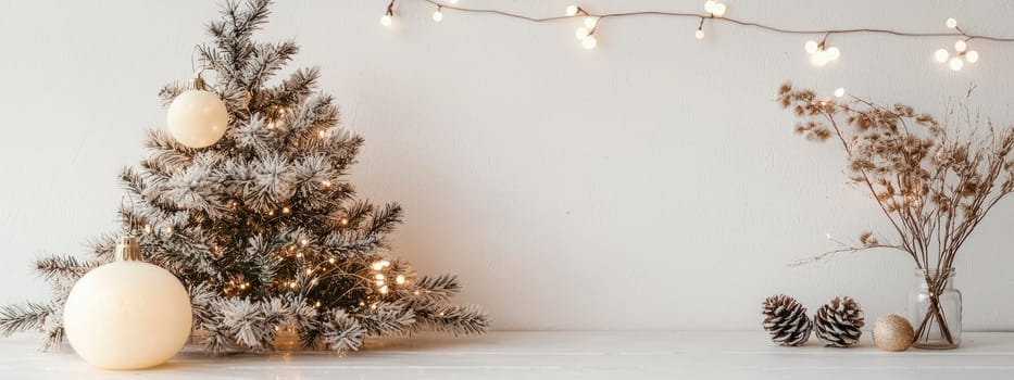 Christmas tree on white background. Selective focus. Nature.