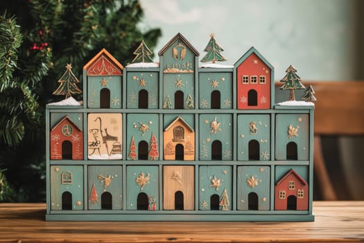A wooden advent calendar for Christmas