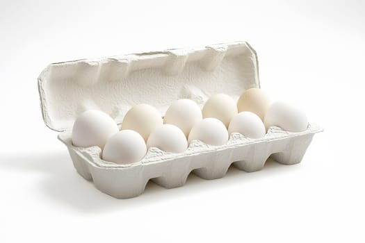Cardboard packaging with chicken eggs. AI generated..