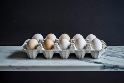 Cardboard packaging with chicken eggs. AI generated..