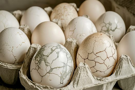 Cardboard packaging with chicken eggs. AI generated..