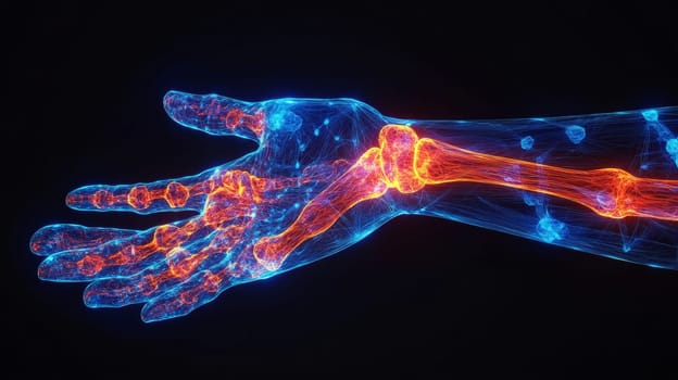 Human Hand, Bones Highlighted, Carpal Tunnel Syndrome, Health, Anatomy, Medical Illustration.