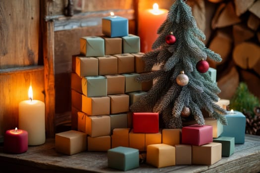 A paper boxes advent calendar for a Christmas