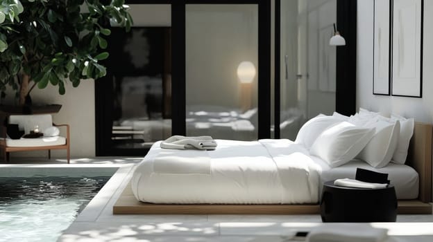 Modern, Minimalist Bedroom Oasis with Private Courtyard and Plunge Pool for Ultimate Relaxation