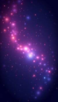 Bright and colorful lights create an abstract depiction of a galaxy, showcasing purple and pink stars against a dark backdrop - phone wallpaper - Generative AI