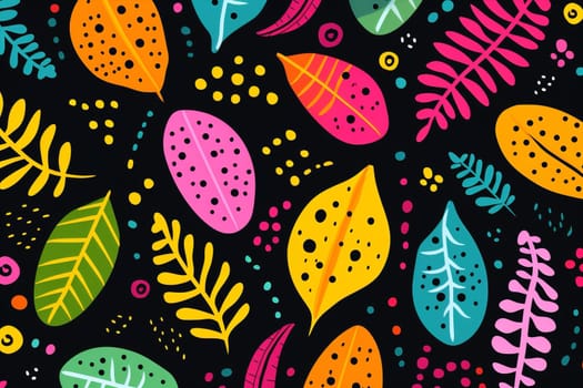 Summer pattern vintage spring background flower retro trendy texture design art graphic floral plant wallpaper abstract decorative nature tropical seamless leaf ornament