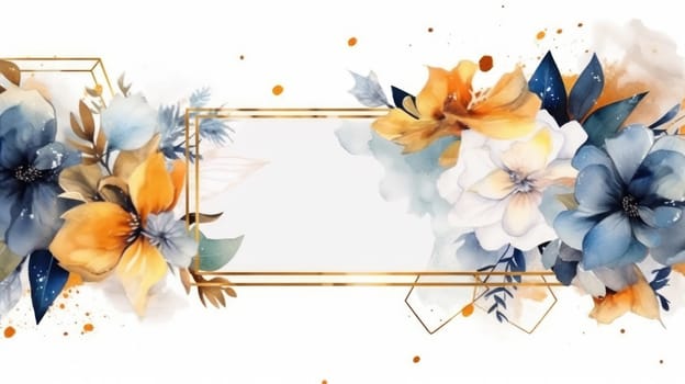 Watercolor abstract design for background of wedding or buzzy social media banner on white background generative AI