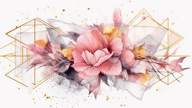 Watercolor abstract design for background of wedding or buzzy social media banner on white background generative AI