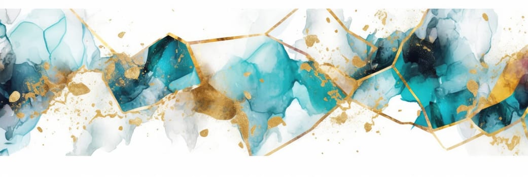 Abstract watercolor artwork mixed with buzzy geometric shapes for background of social media banner generative AI image