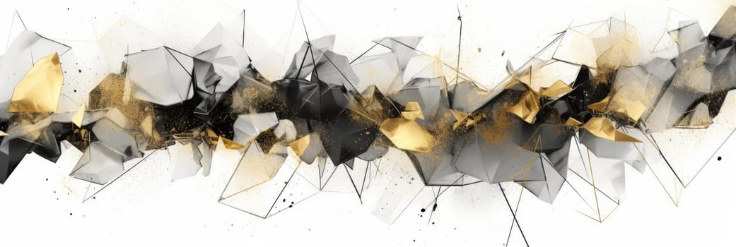 Abstract watercolor artwork mixed with buzzy geometric shapes for background of social media banner generative AI image