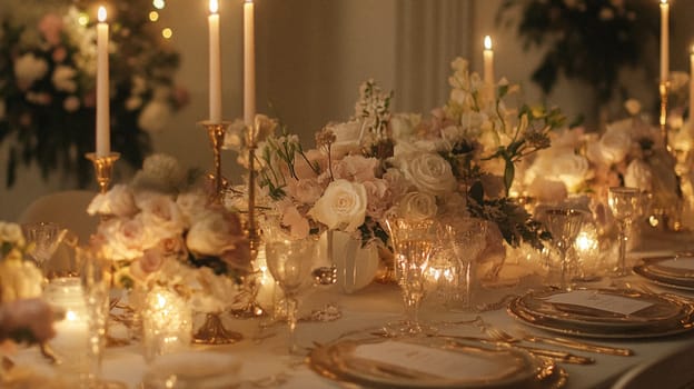 Christmas tablescape decoration, formal family dinner holiday celebration, luxury table setting decor, English country and home style idea