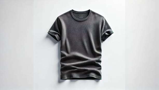 Plain black t-shirt displayed flat against a white background, viewed from a slightly higher angle. The t-shirt is perfectly smooth and centered, highlighting its high-quality fabric with no wrinkles or shadows.