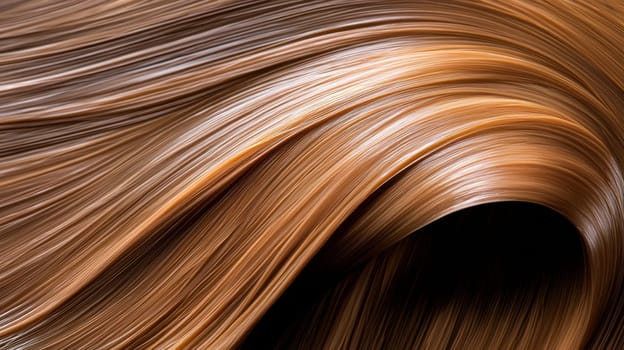 A Glossy and healthy hair strands flowing elegantly, showcasing shine and texture