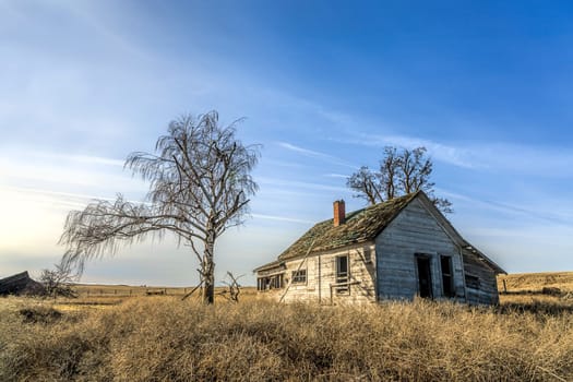 An old abandoned house in the countryside in eastern Washington.