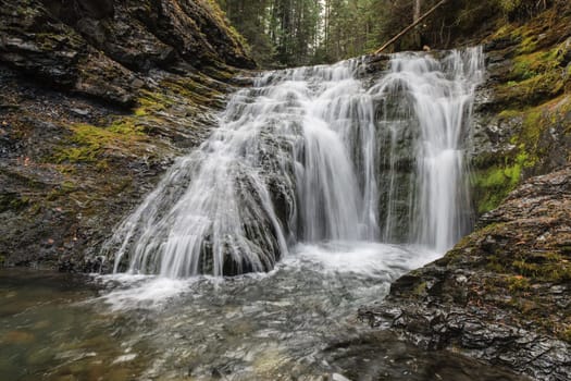 A close up of a clear stream at lower Sweetcreek Falls near Metaline, Washington.