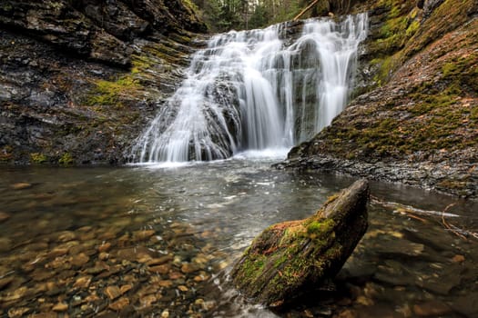 A close up of a clear stream at lower Sweetcreek Falls near Metaline, Washington.