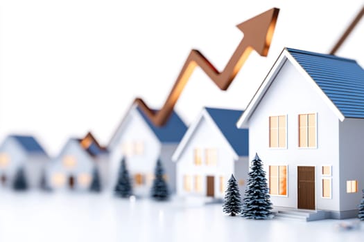 A Modern house models arranged in ascending order with growth trend