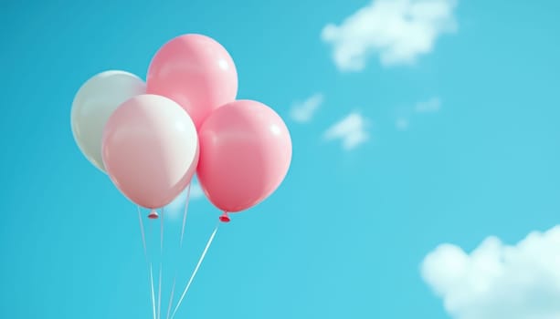A Colorful balloons floating against bright blue sky, perfect for celebrations
